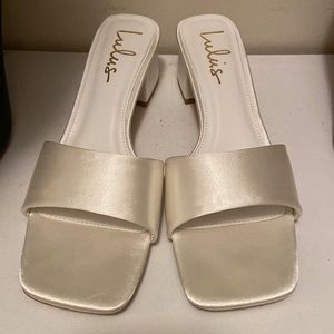 Ivory Satin Block Heel